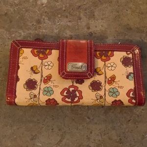 Fossil beige with colorful flower wallet